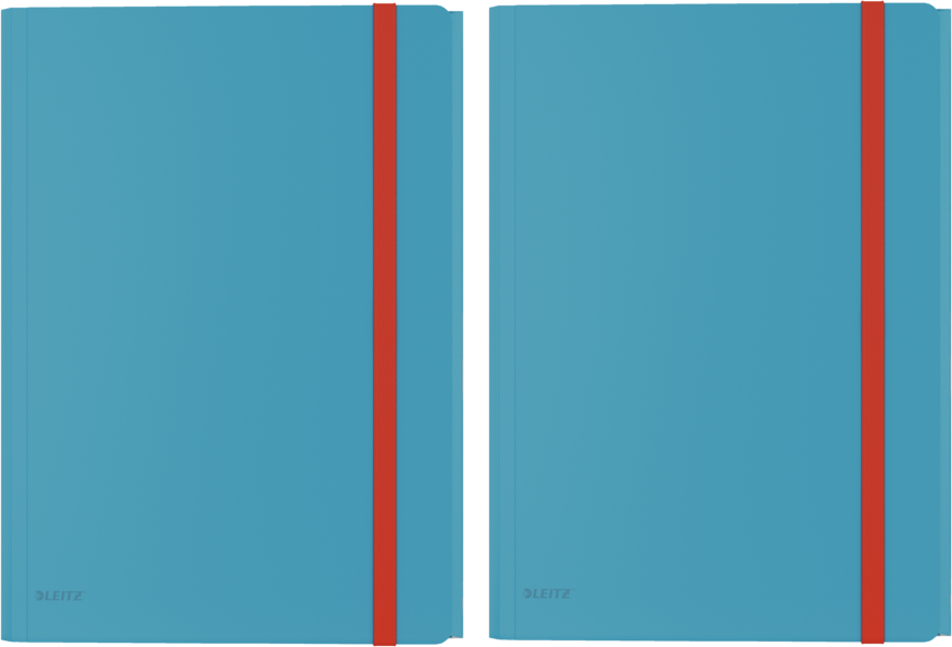 2x Teczka plastikowa z gumką i kieszonką Leitz Cosy, A4, 8mm, niebieski
