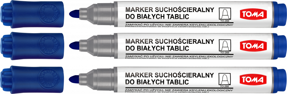 3x marker suchościeralny Toma TO-266, okrągła, 2mm, niebieski