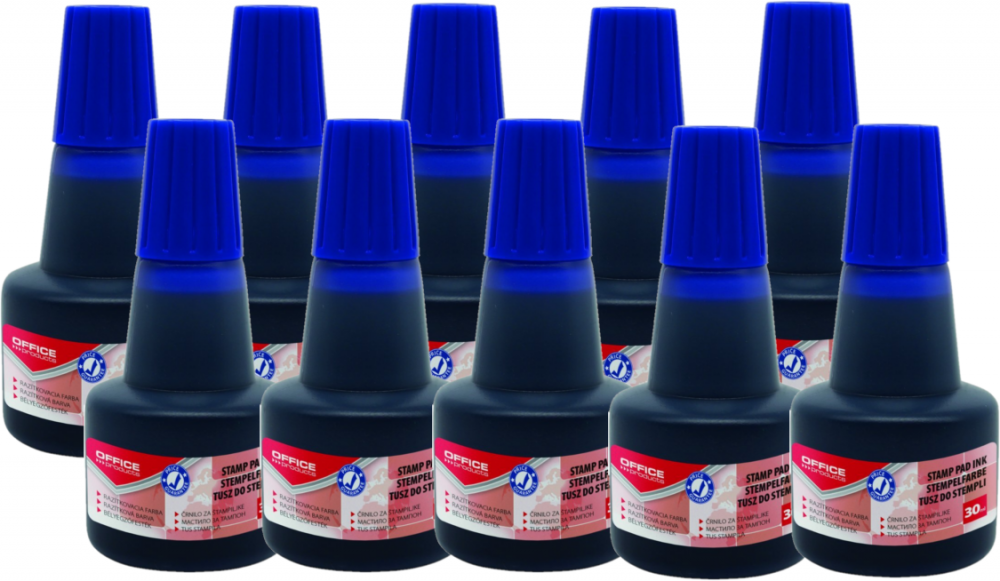 10x tusz do stempli Office Products, 30ml, niebieski