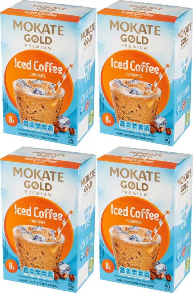 4x Kawa mrożona w saszetkach Mokate Gold Iced Coffee, karmelowy, 8 sztuk x 15g