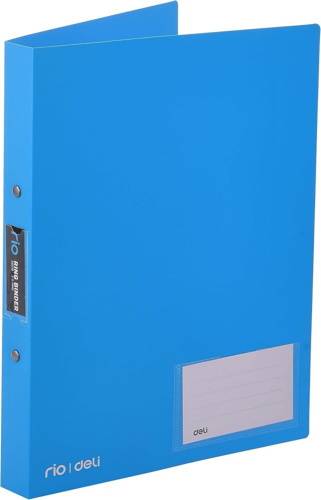 Segregator A4 Deli Rio, PP, 2 ringi, z kieszenią, niebieski