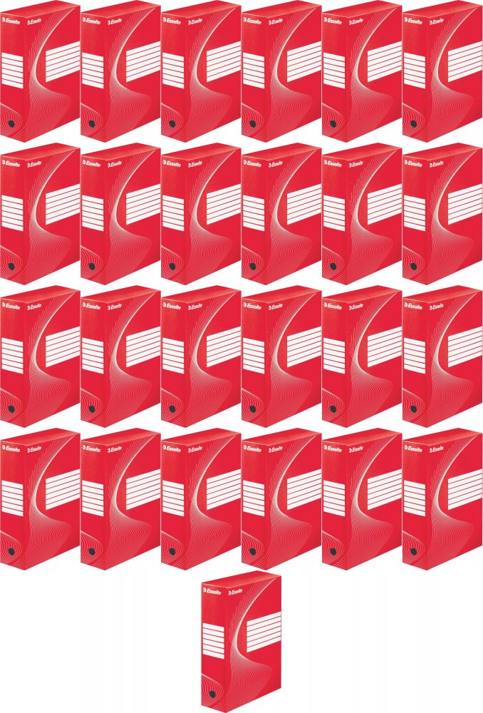 25x Pudło archiwizacyjne Esselte Standard, do luźnych dokumentów, 100mm, czerwony