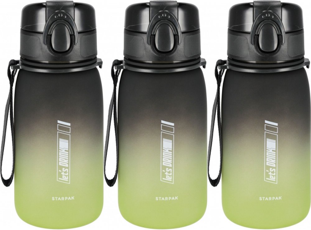3x Bidon na wodę Starpak, 400ml, zielono-czarny