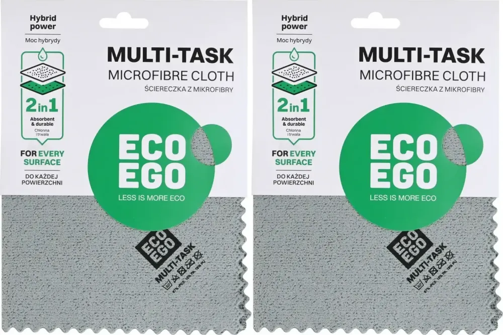 2x Ściereczka z mikrofibry Eco Ego Multi-Task, uniwersalna, 35x35cm, 1 sztuka, szary