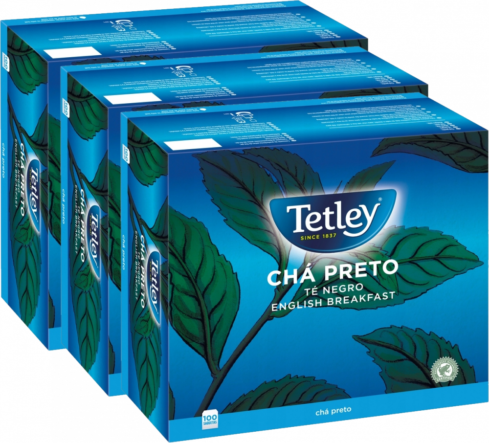 3x Herbata czarna w torebkach Tetley English Breakfast, 100 sztuk x 1.5g