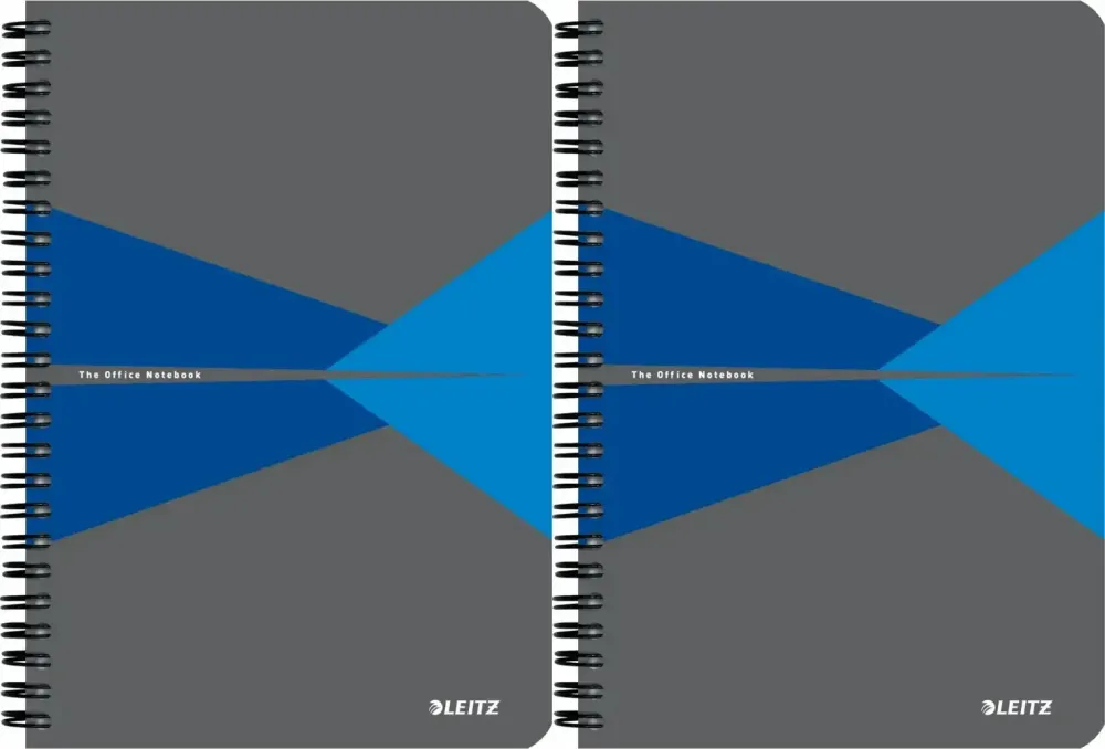 2x Kołonotatnik Leitz Office, A5, w kratkę, 90 kartek, okładka kartonowa, szaro-niebieski
