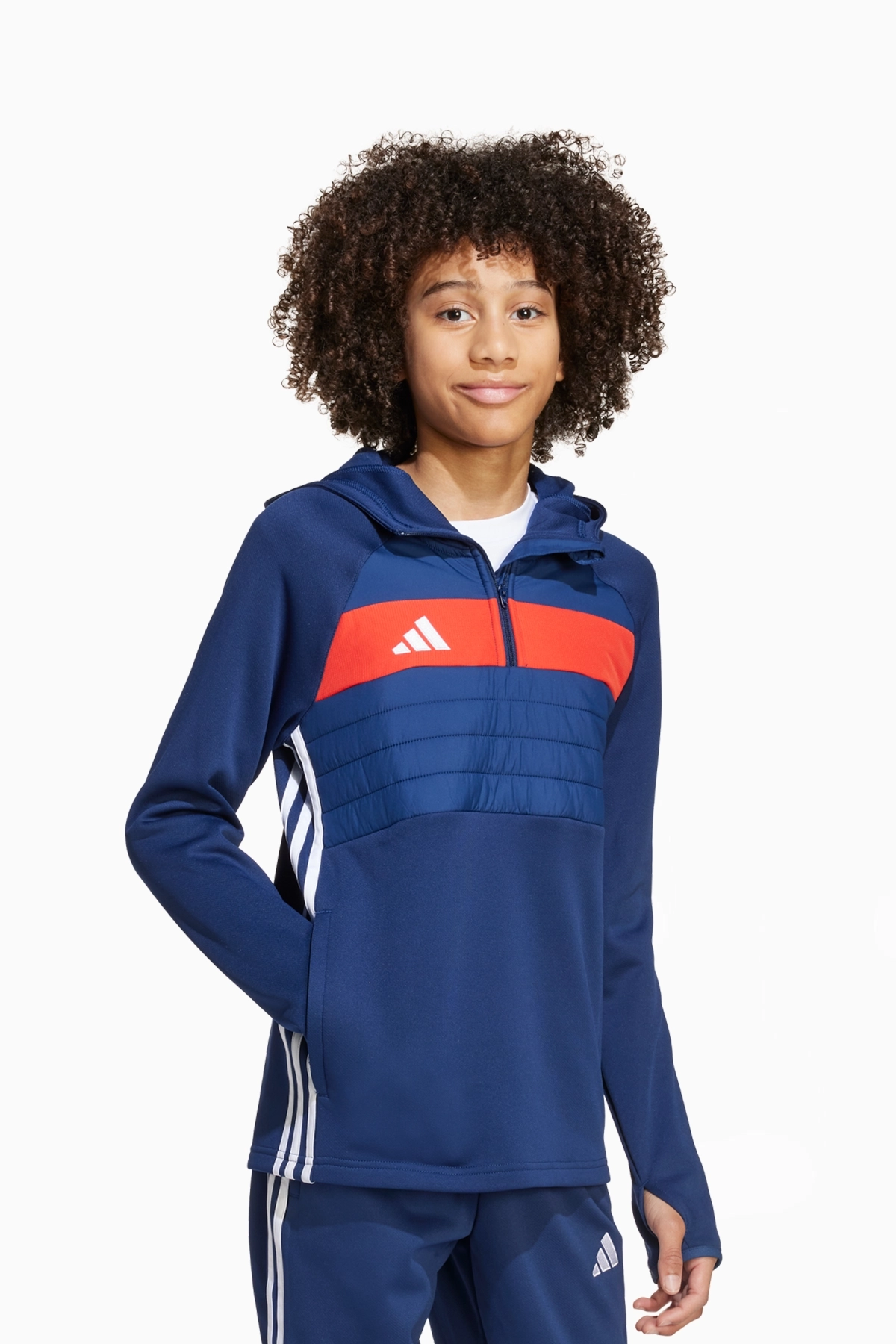 Bluza z kapturem adidas Tiro 25 Essentials Winterized Training Junior - Granatowy