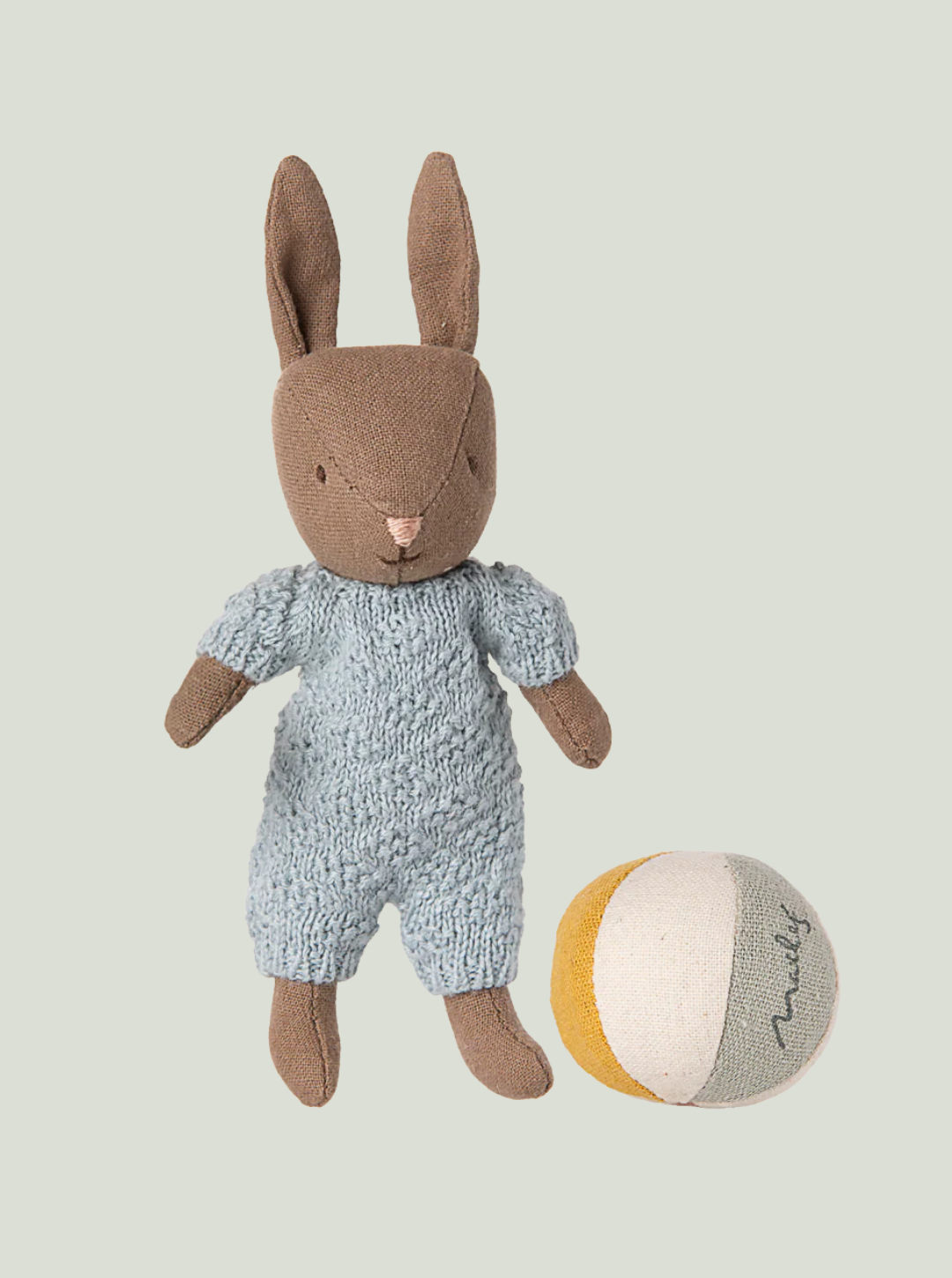 MAILEG Gift Set – króliczek Micro z magnetycznymi łapkami i piłką - blue