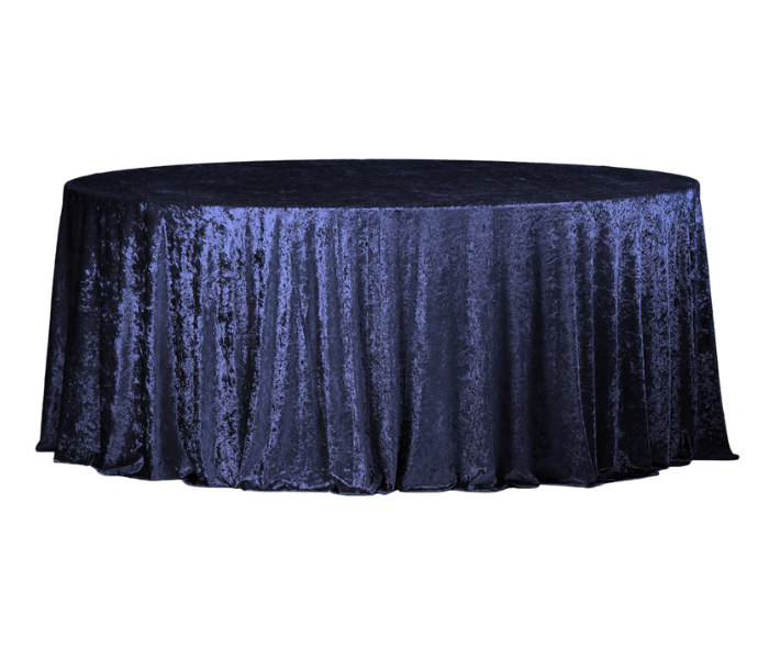 Obrus okrągły aksamit granatowy Fi340cm welurowy