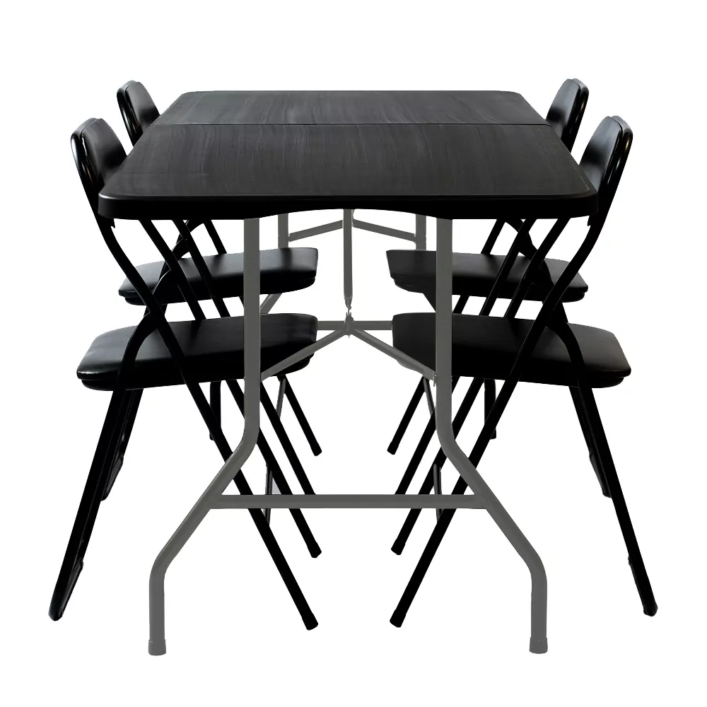 Zestaw cateringowy ogrodowy czarny składany - stół 180 + 4 krzesła