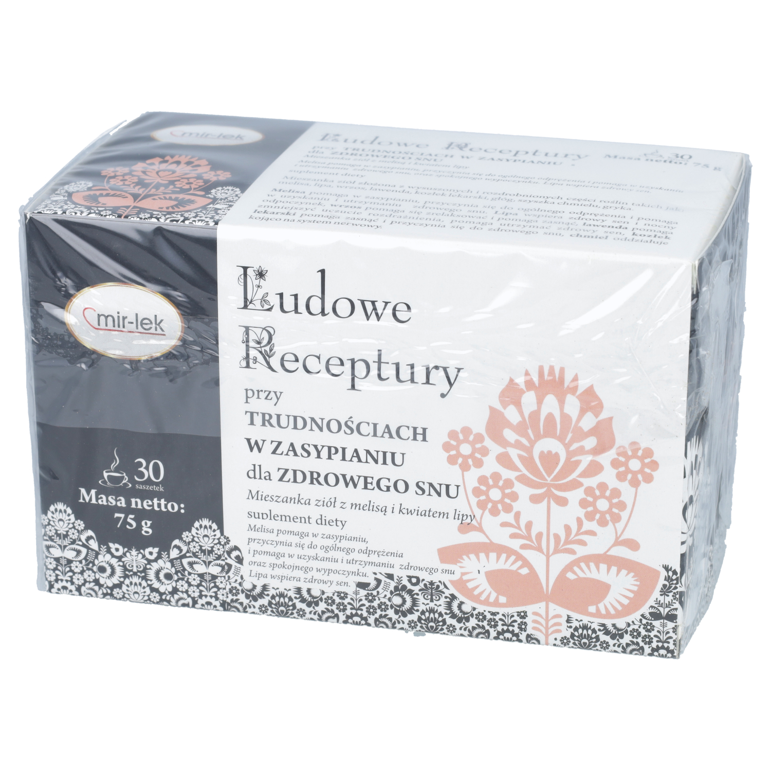 Ludowe receptury przy trudności w zasypianiu dla zdrowego snu, mieszanka ziół, 30 saszetek
