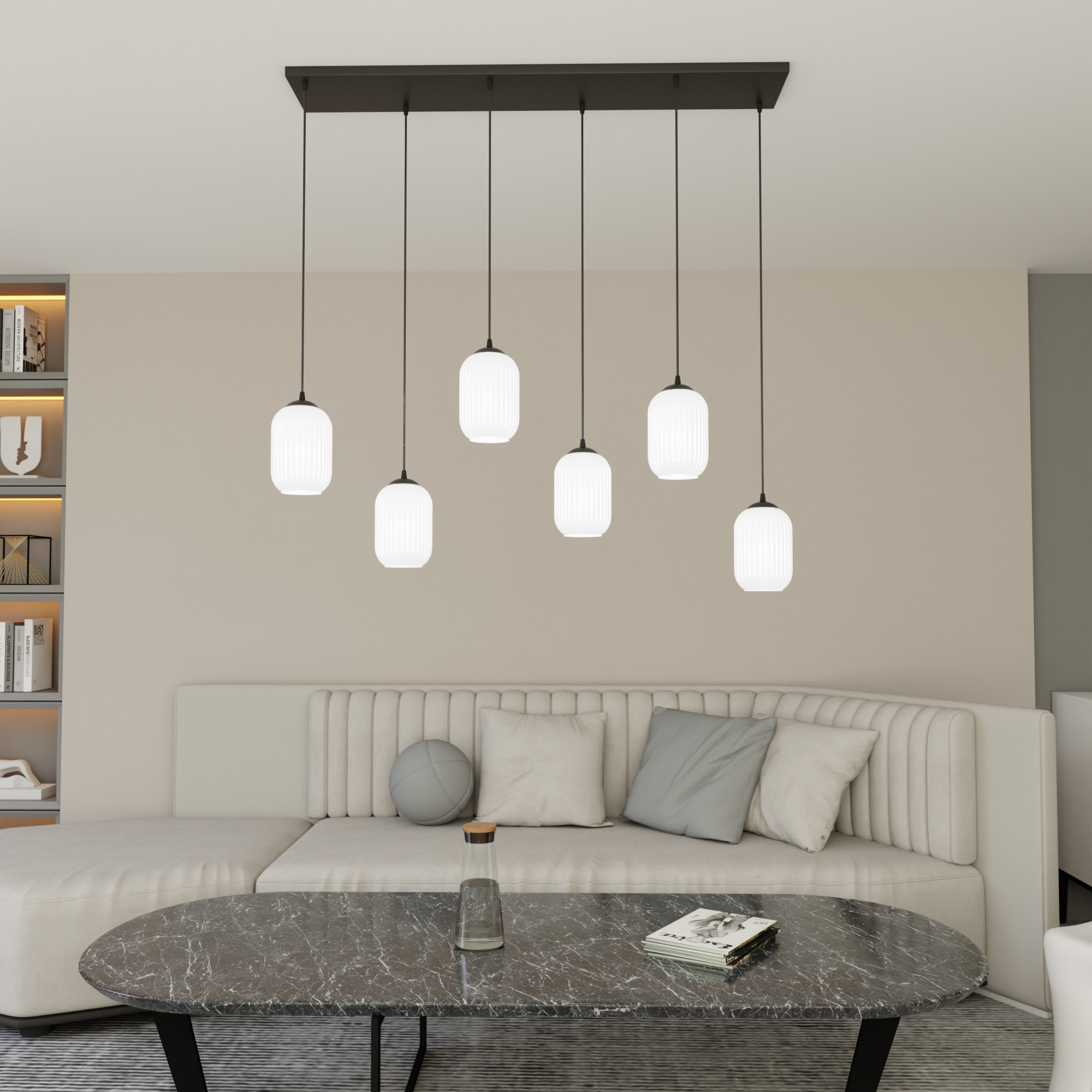 Emibig Verdi lampa wisząca 6x15 W biała-czarna 1435/6