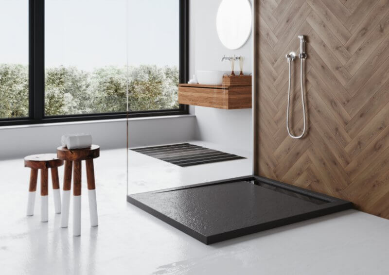 Polimat West New brodzik 120x100 cm prostokątny czarny 00329