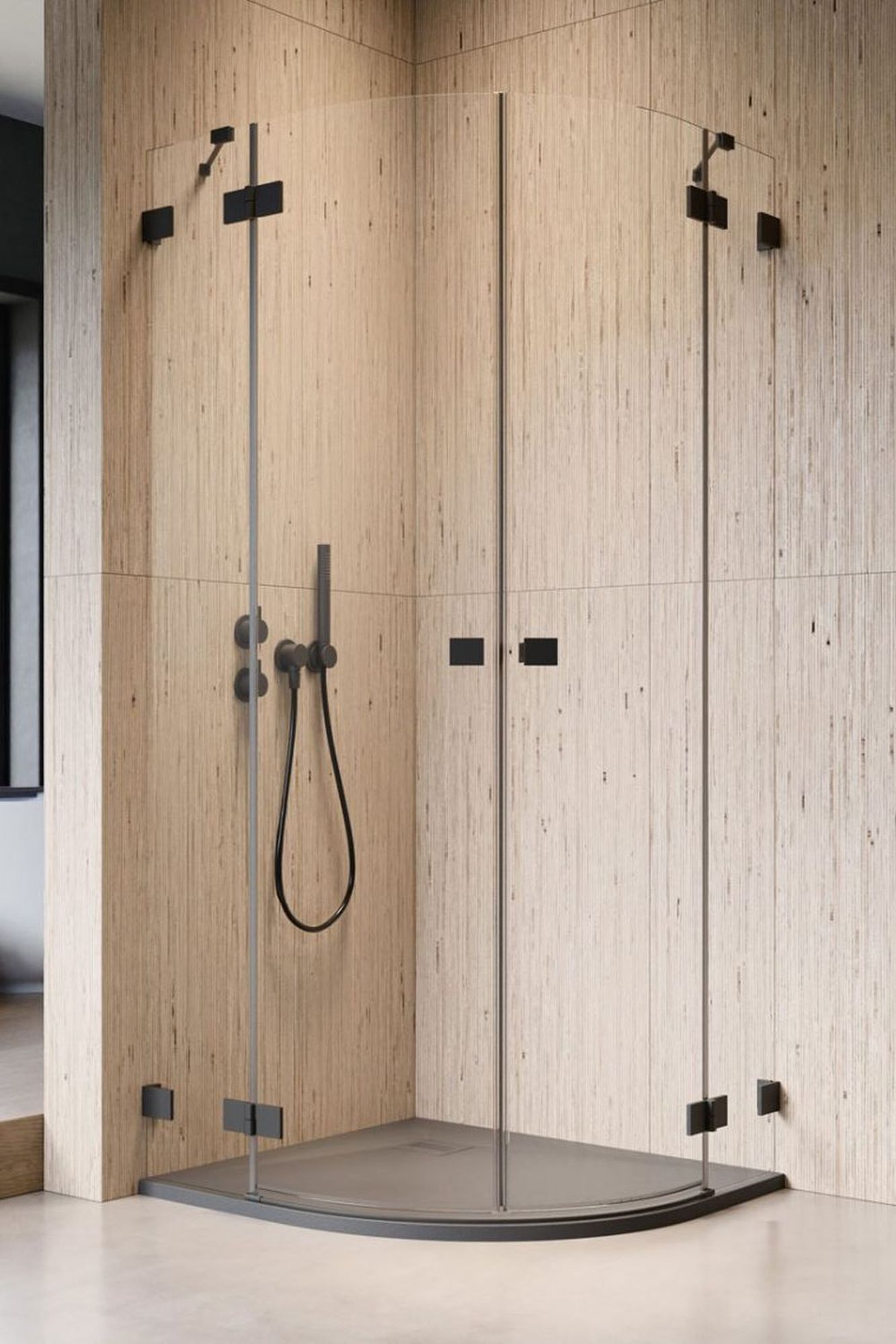 Radaway Essenza Pro Black PDD kabina prysznicowa część prawa 90x90 cm półokrągła 10095090-54-01R