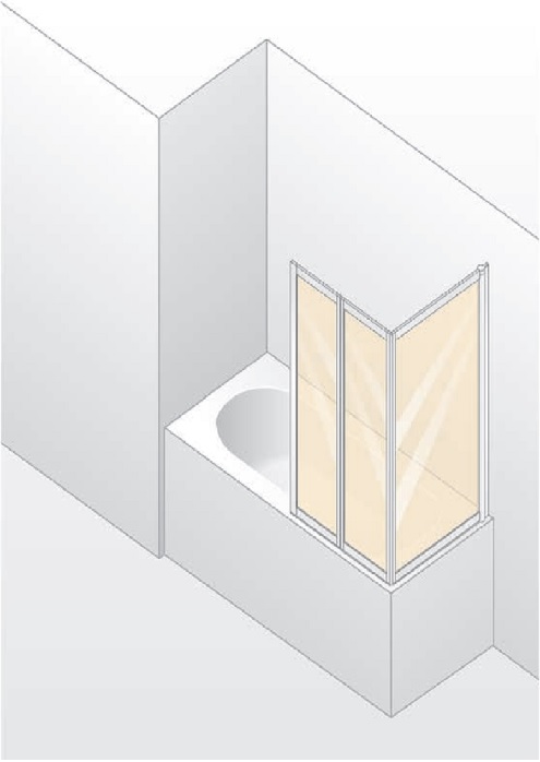 Huppe Combinett 2 parawan nawannowy 156 cm 3-częściowy srebrny mat/szkło przezroczyste Anti-Plaque AC0702.087.322