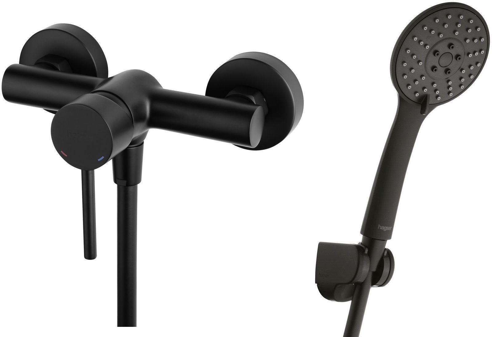 Zestaw Hagser Lisa bateria prysznicowa ścienna z kompletem natryskowym Lara Birgit czarny mat HGR63000036 - Wysyłka w 24h