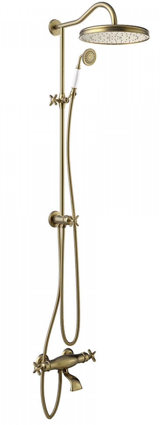 Tres Clasic zestaw prysznicowy ścienny termostatyczny z deszczownicą stary mosiądz mat 24219801LM - Wysyłka w 24h