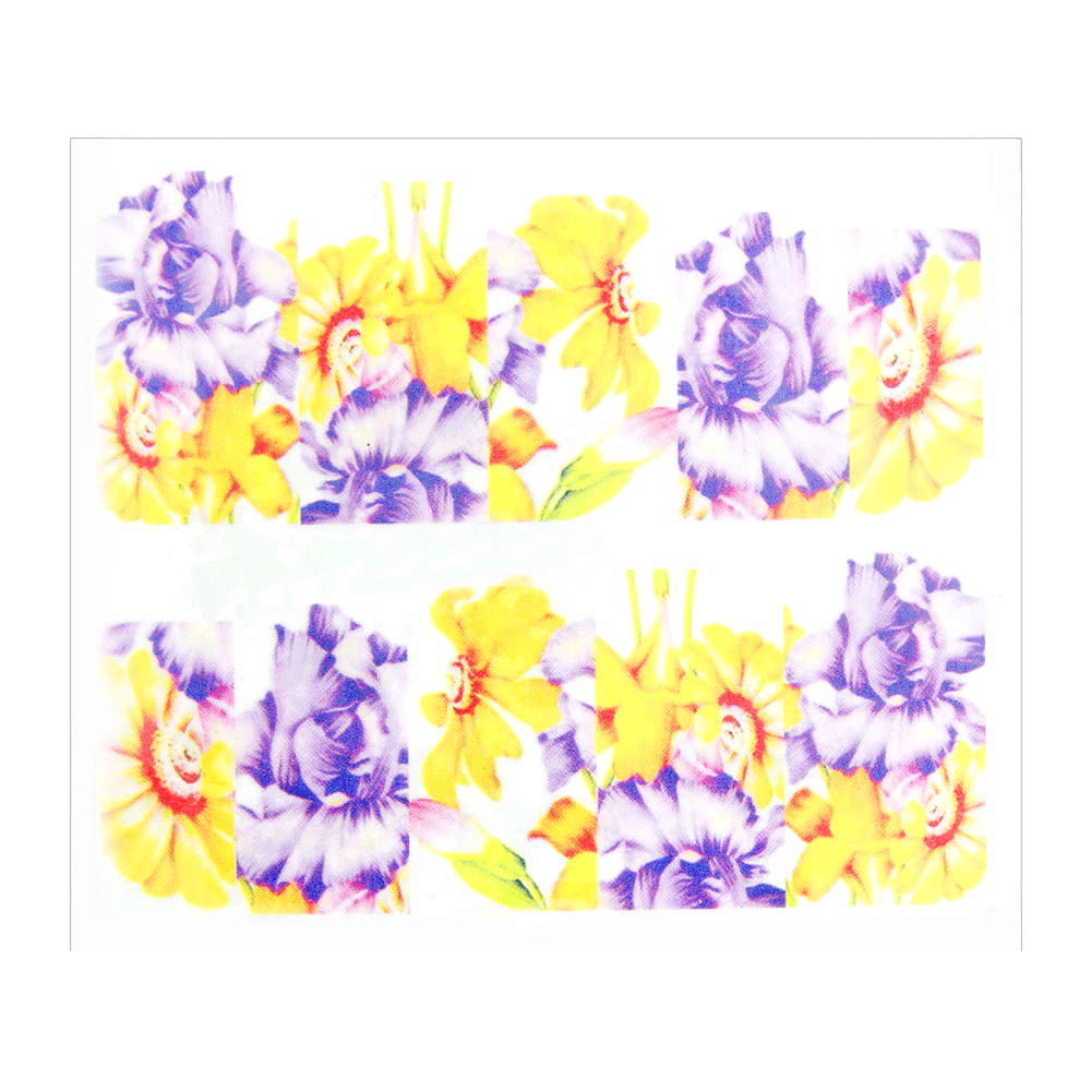 Naklejki wodne do paznokci arkusz 6,5 x 5,5 cm na 10 palców yb Nr 898