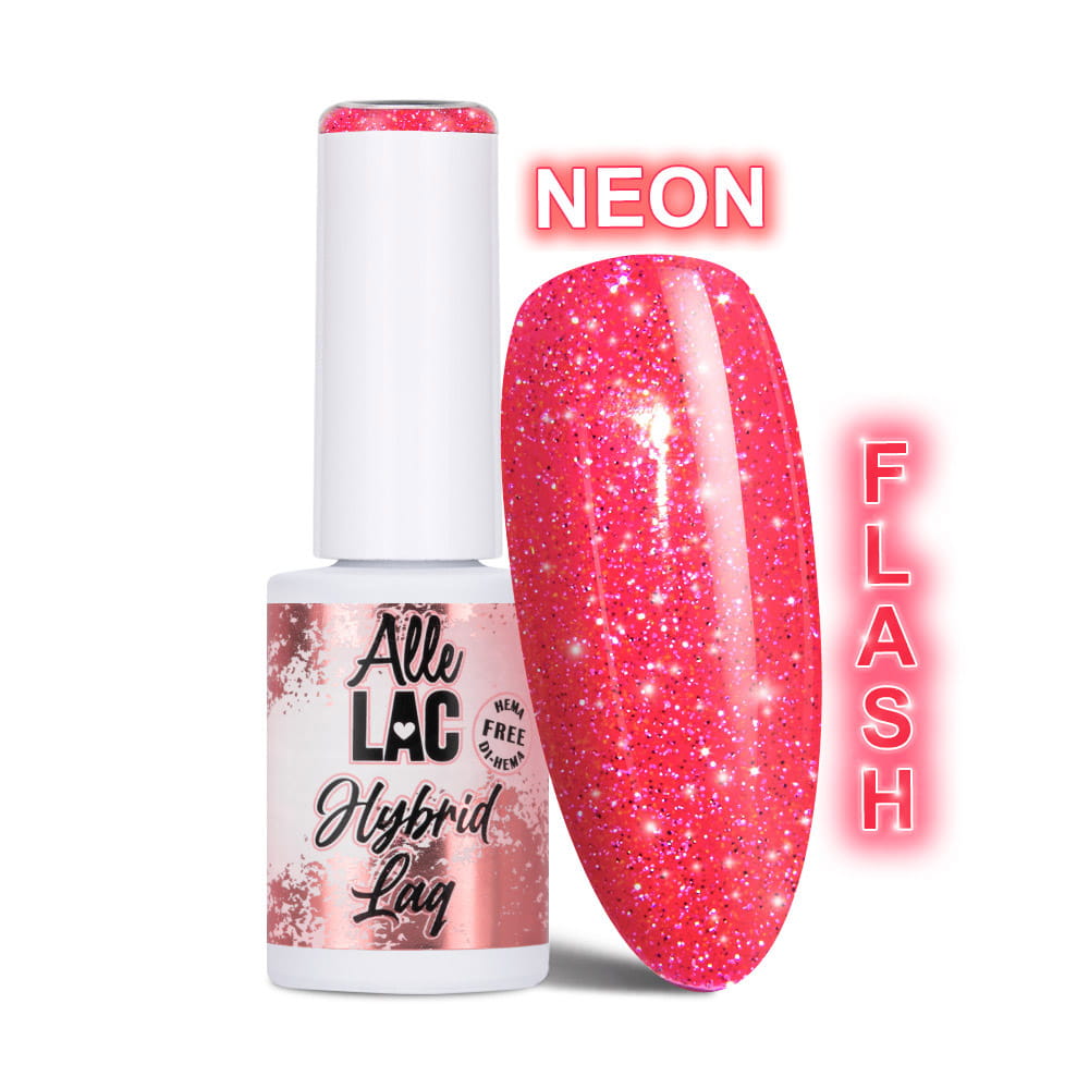 Lakier hybrydowy LED/UV Gel Polish Pinks Flash Glitter Pink AlleLac HEMA/Di-HEMA Free 6g