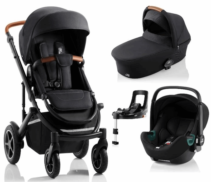Britax Romer Smile 3 Komfort Plus iSense - wózek głęboko-spacerowy z fotelikiem Baby-Safe iSense i bazą Flex Base iSense 4w1-Fossil Grey