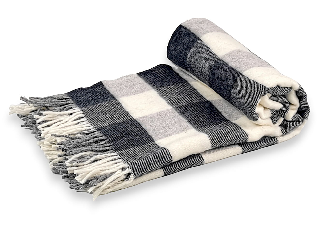 koc wełniany krata, odcienie szarości 155x200 (+-5cm)