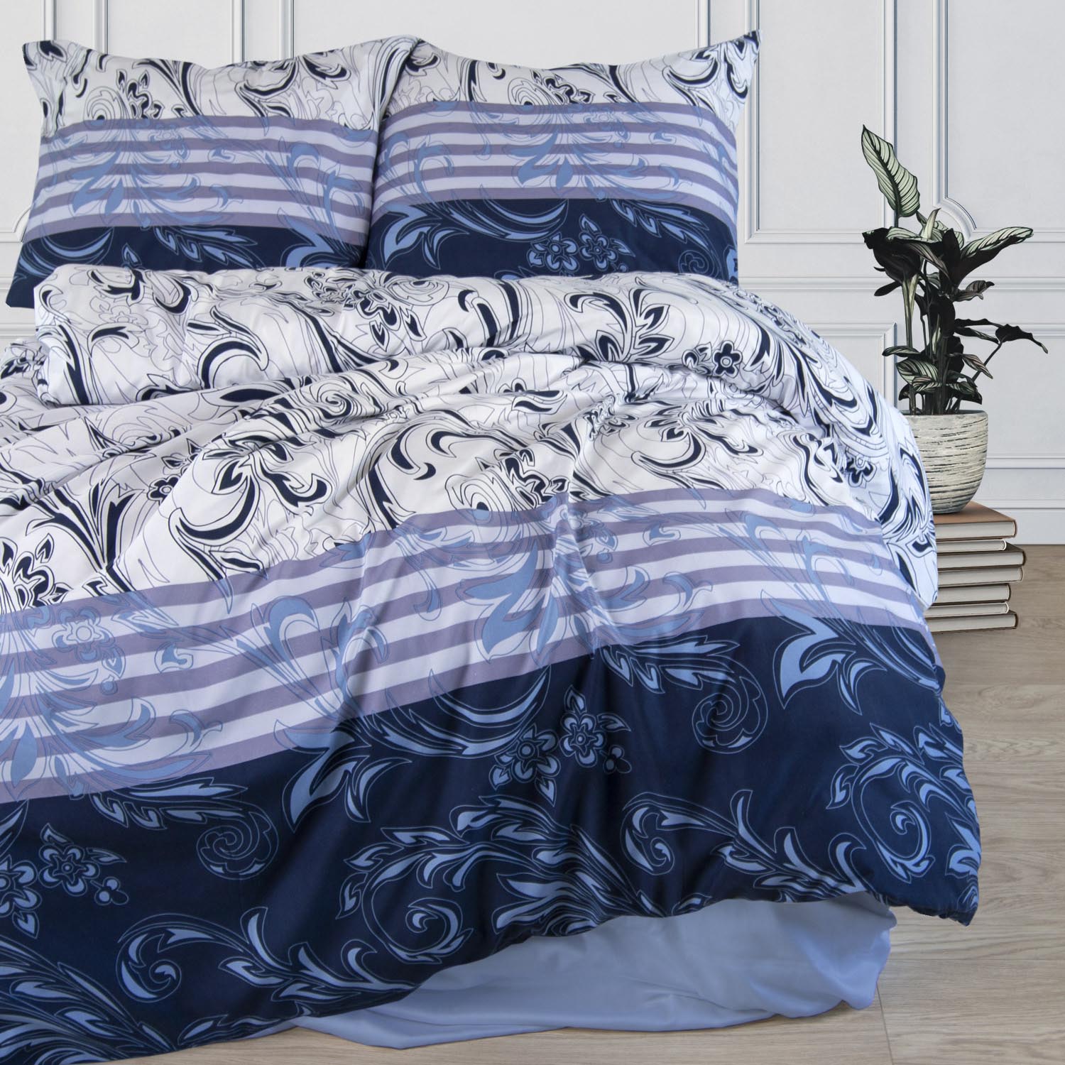 Komplet pościeli mikrofibra 160x200 niebieski wzór