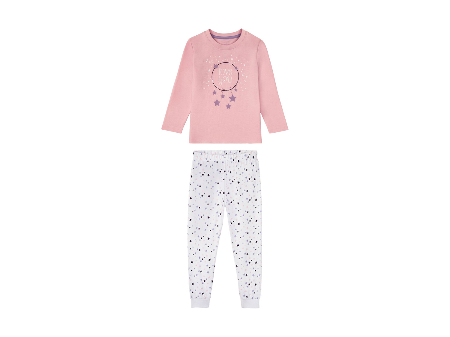 lupilu Piżama dziewczęca świecąca w ciemności, 1 komplet 110/116, wzorzyste/różowe/białe