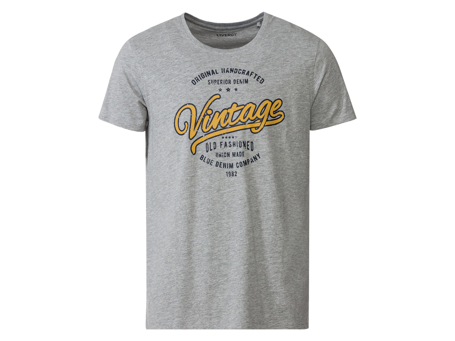 Livergy Koszulka męska z okrągłym dekoltem i nadrukiem S44/46, Szary