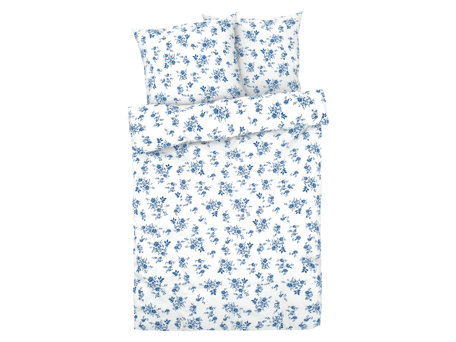 Livarno home Pościel z mikrowłókna satynowego, 160 x 200 cm Kwiaty/ biały/ niebieski