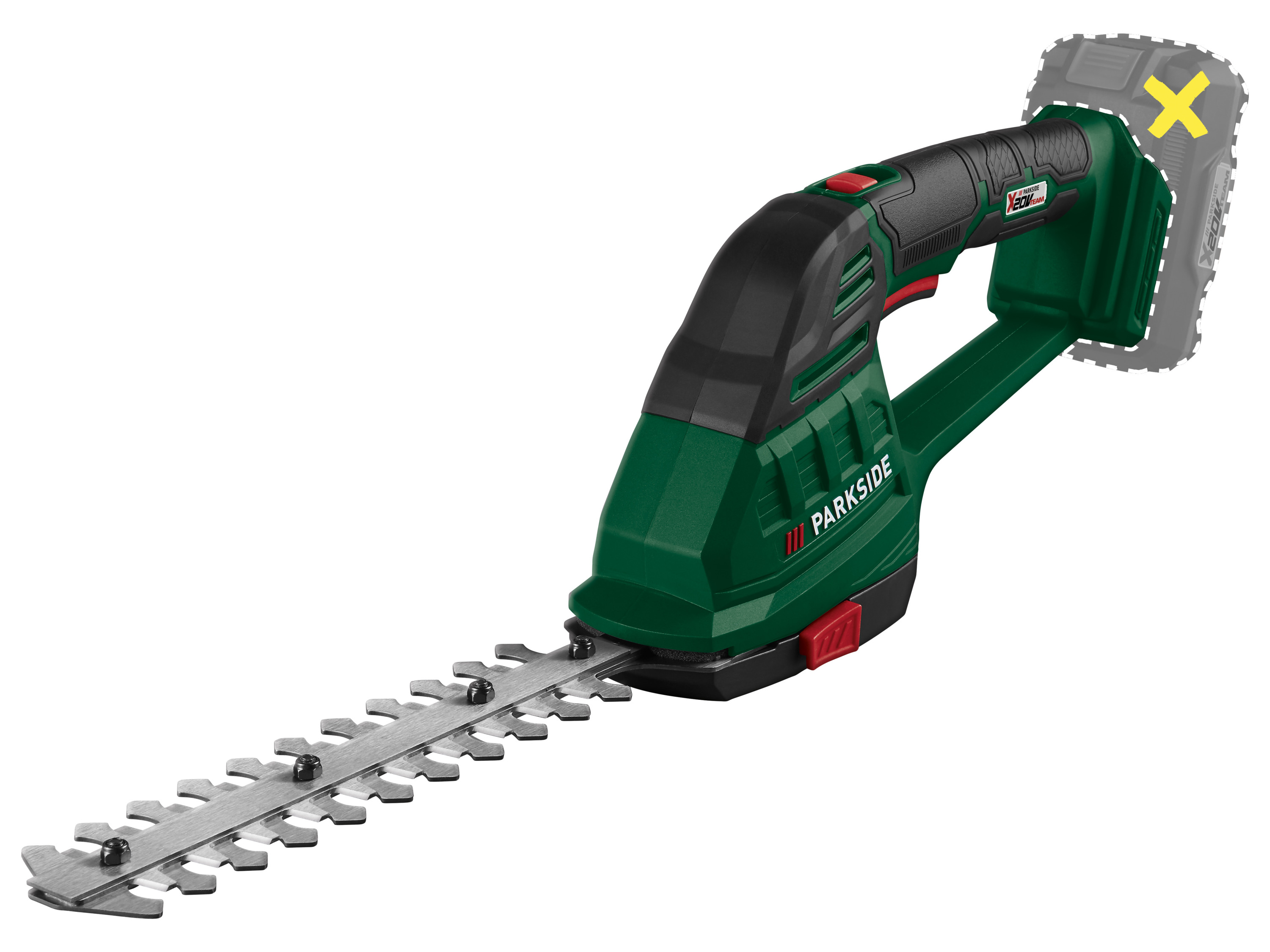 Parkside Akumulatorowe nożyce do trawy i krzewów 20 V, Pags 20-Li A1, bez akumulatora i ładowarki