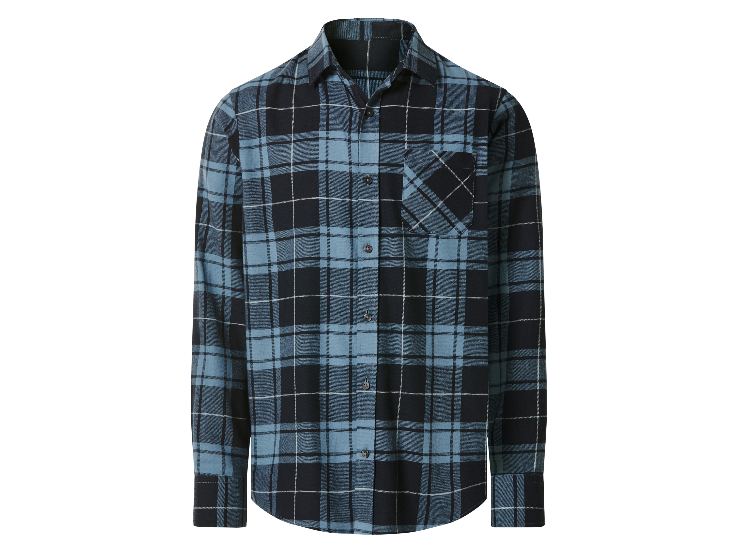 Esmara Men Koszula flanelowa męska z bawełną granatowy w kratkę, M39/40