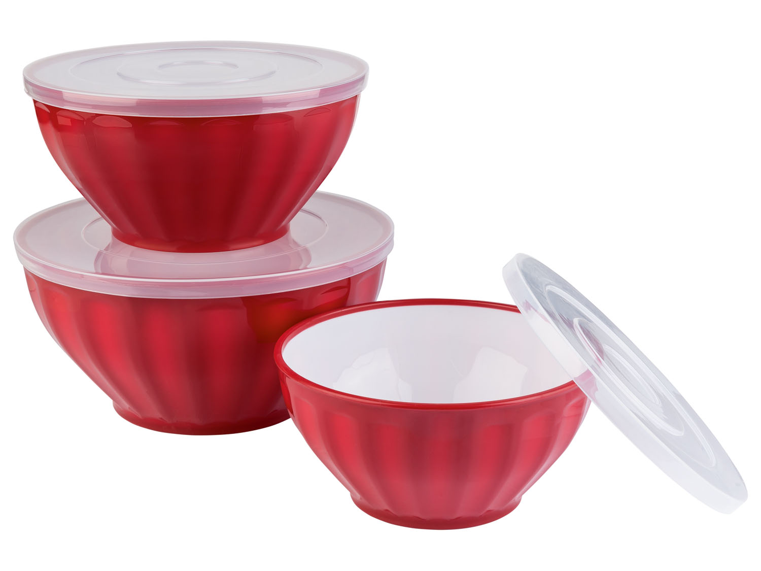 Ernesto Zestaw misek z pokrywką, 3-częściowy Czerwony