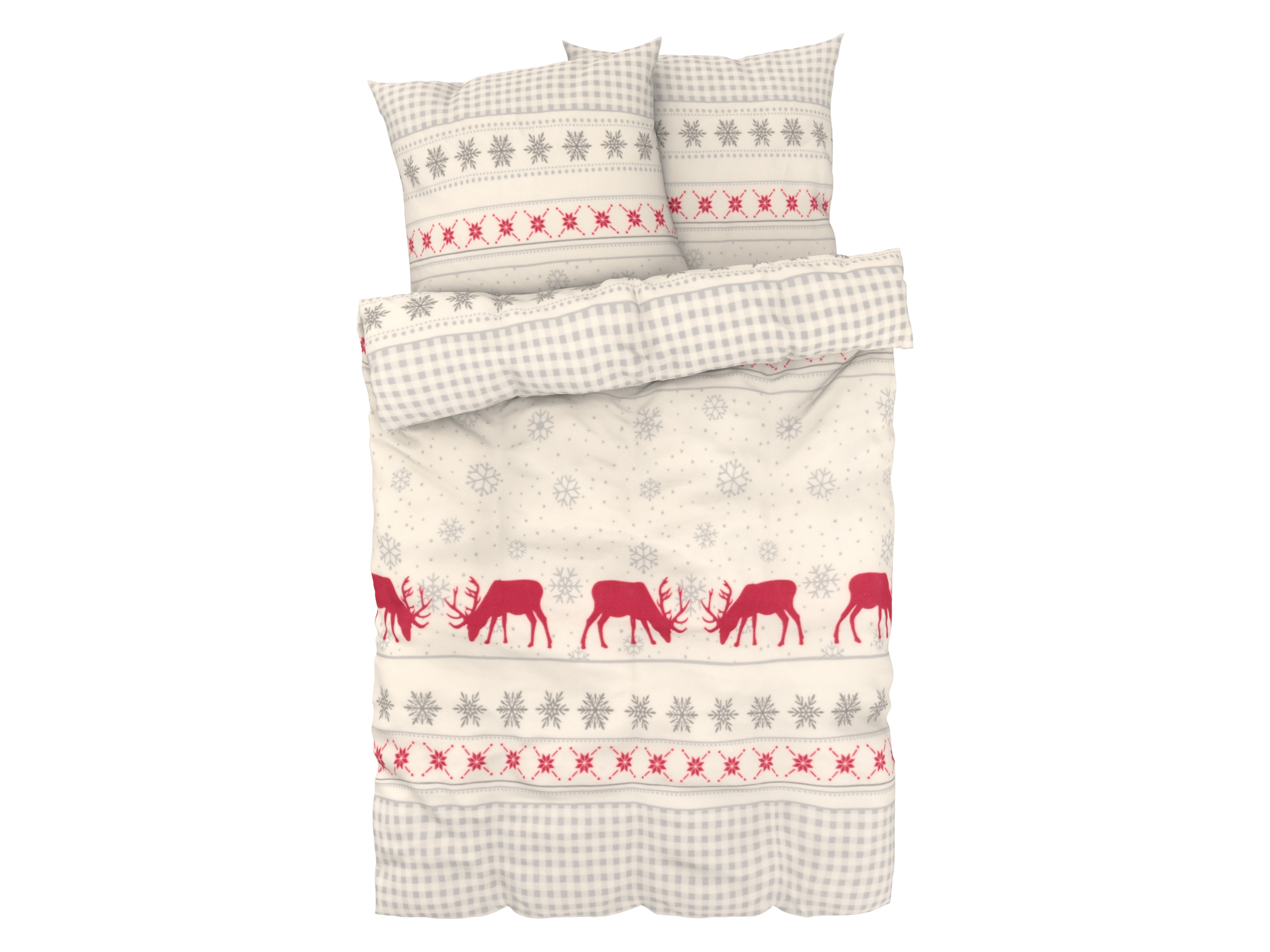 Livarno home Pościel z polaru, 220 x 200 cm Renifer biało-szary