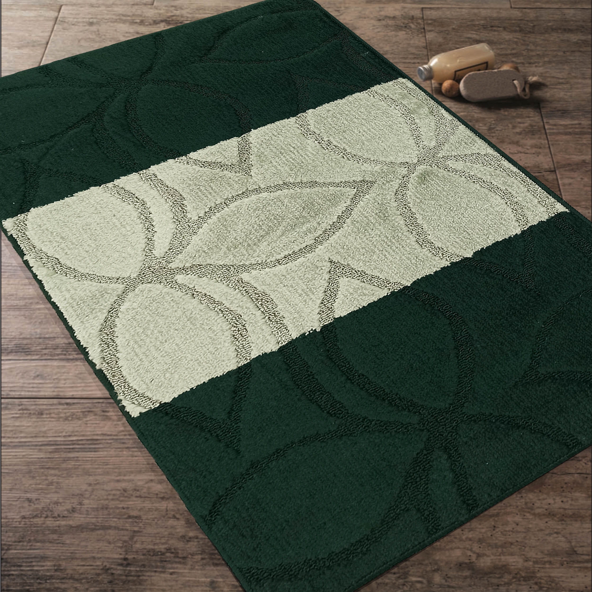 Komplet Dywaników Łazienkowych Montana Erdek XL - Zielony Pod WC Antypoślizgowy