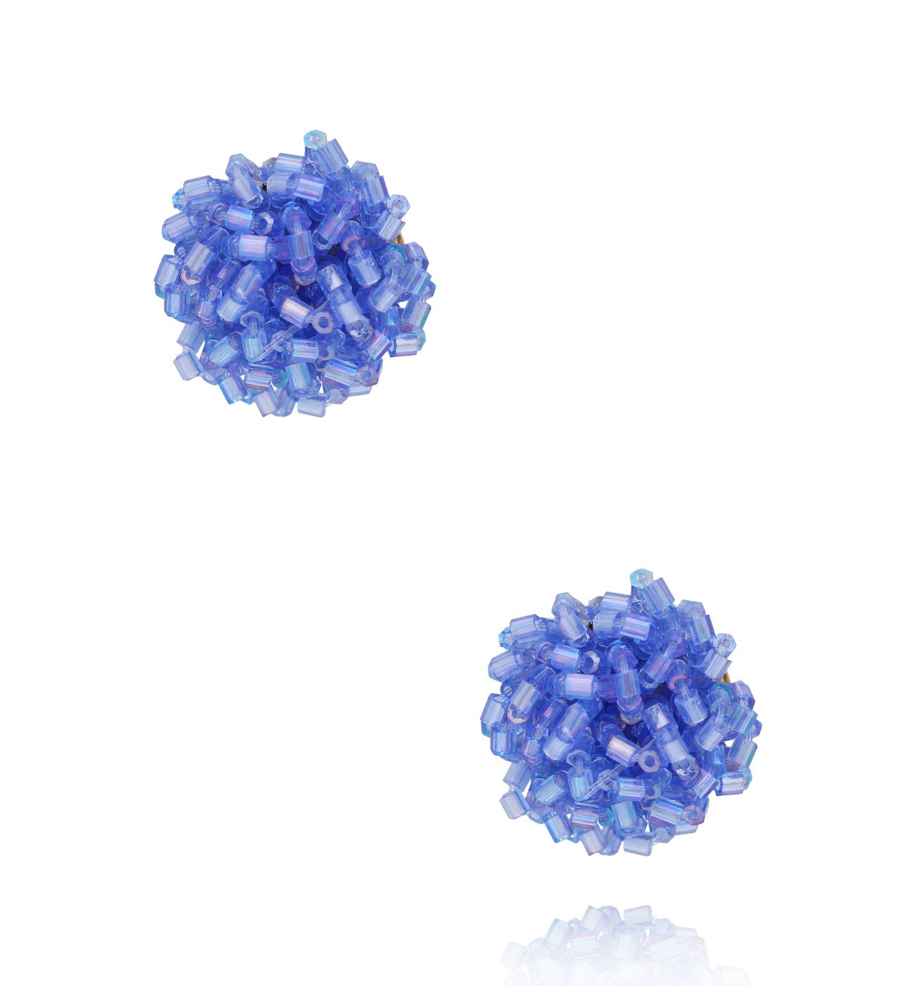 Kolczyki z niebieskimi kryształkami okrągłe KWE0135 - By Dziubeka