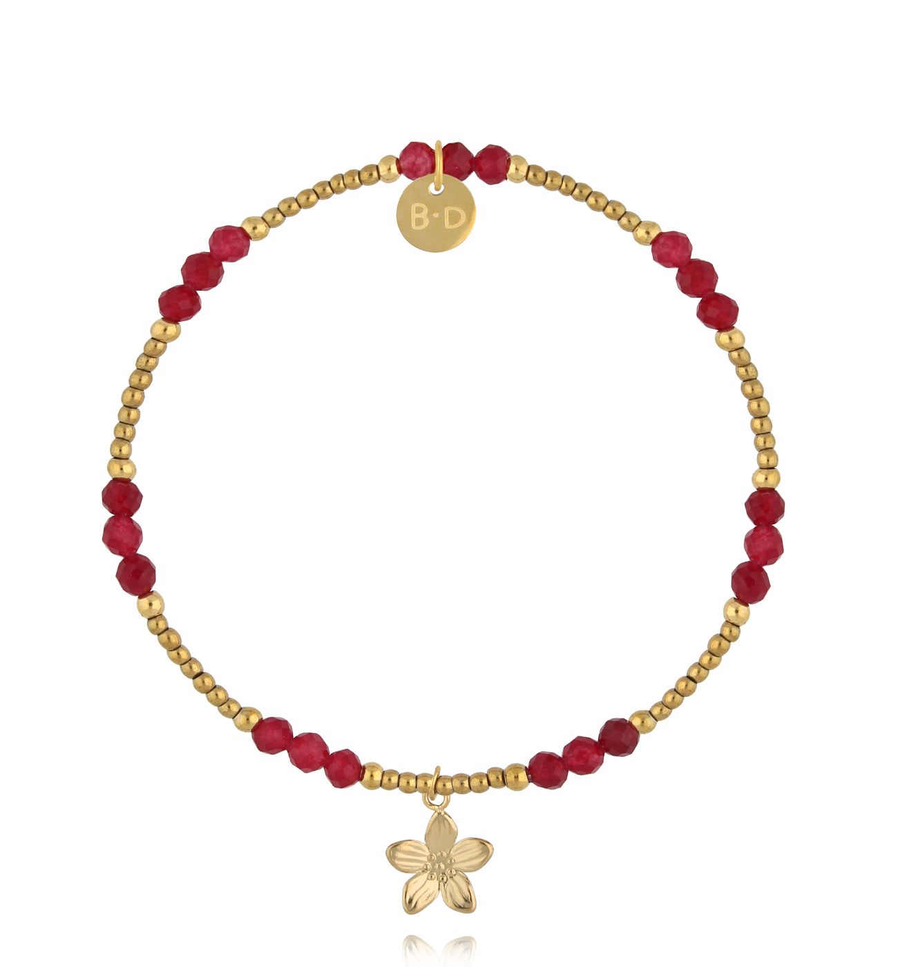 Bransoletka z jadeitu i zawieszką kwiatuszka - By Dziubeka