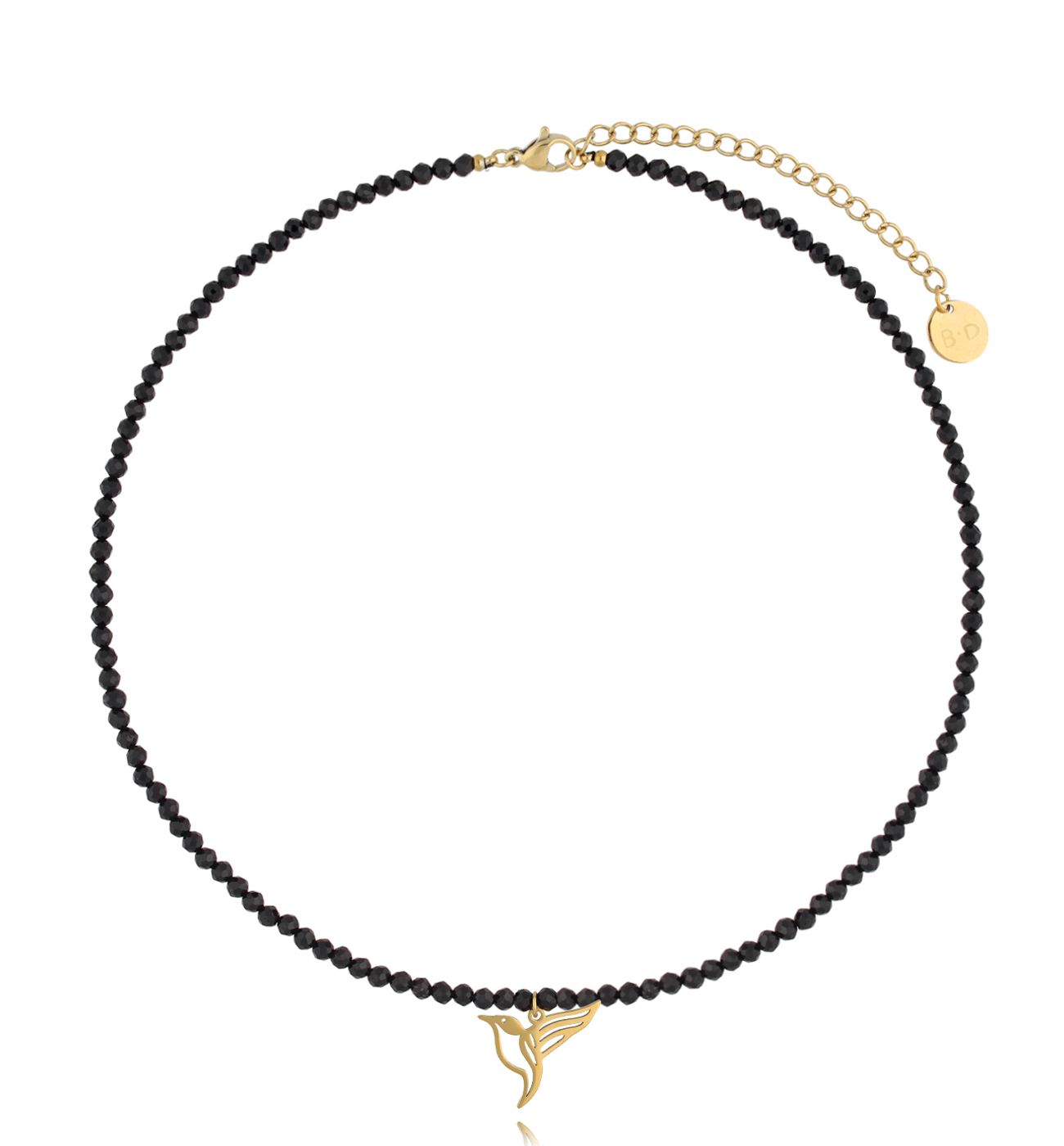 Naszyjnik z turmalinami i złotym ptaszkiem Fastvi - By Dziubeka