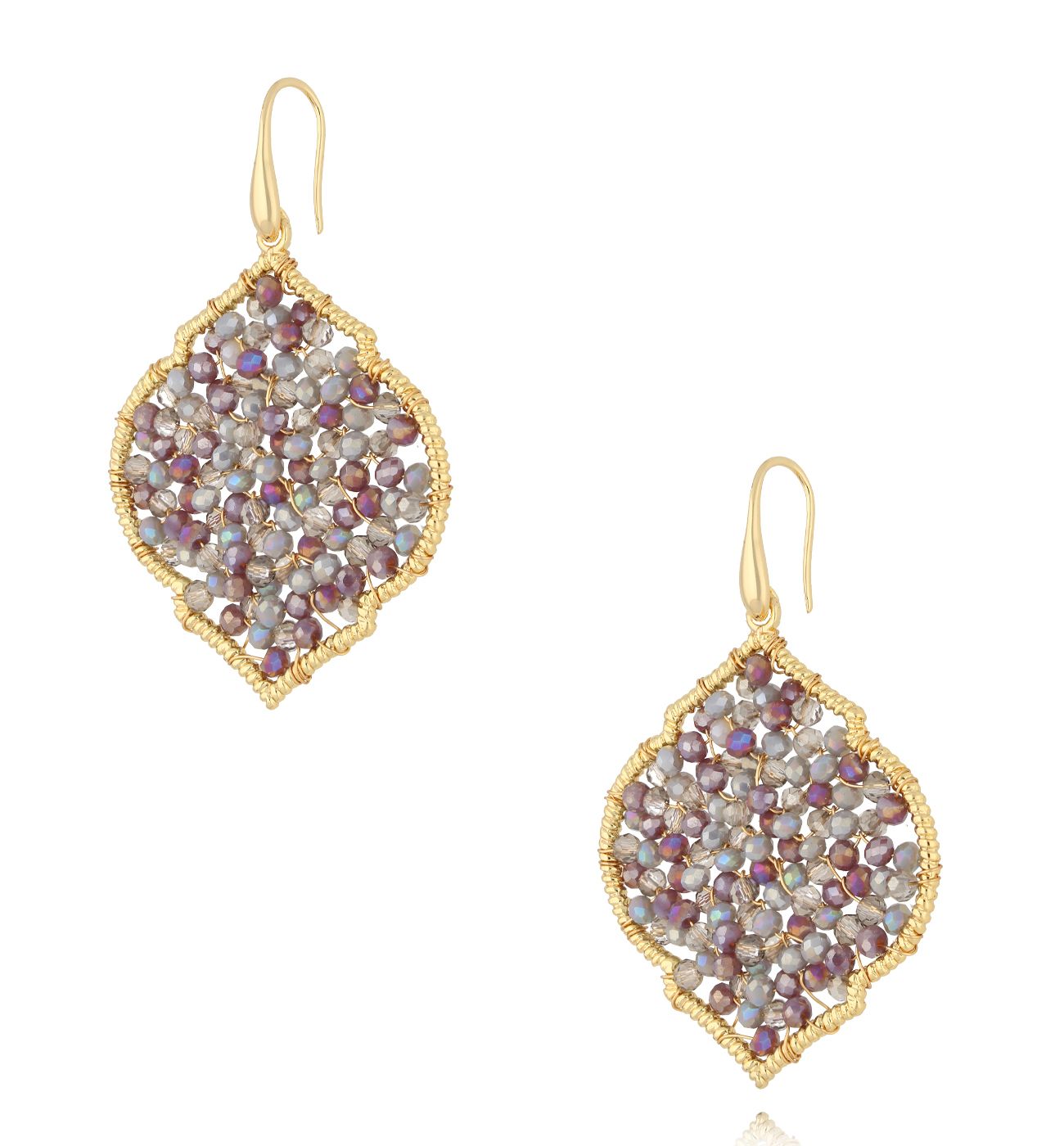 Kolczyki z fioletowymi kryształkami KWE0204 - By Dziubeka