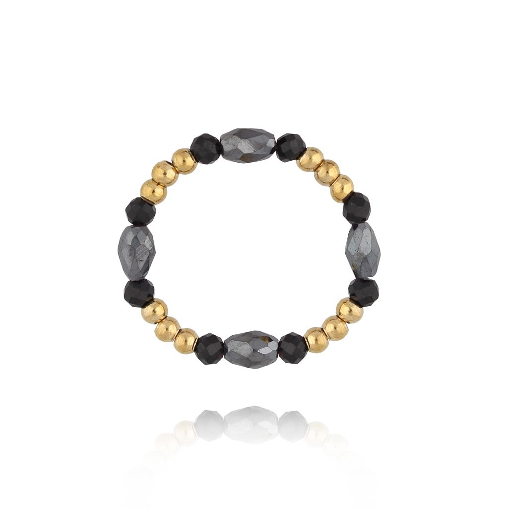 Pierścionek z agatami i hematytami - By Dziubeka