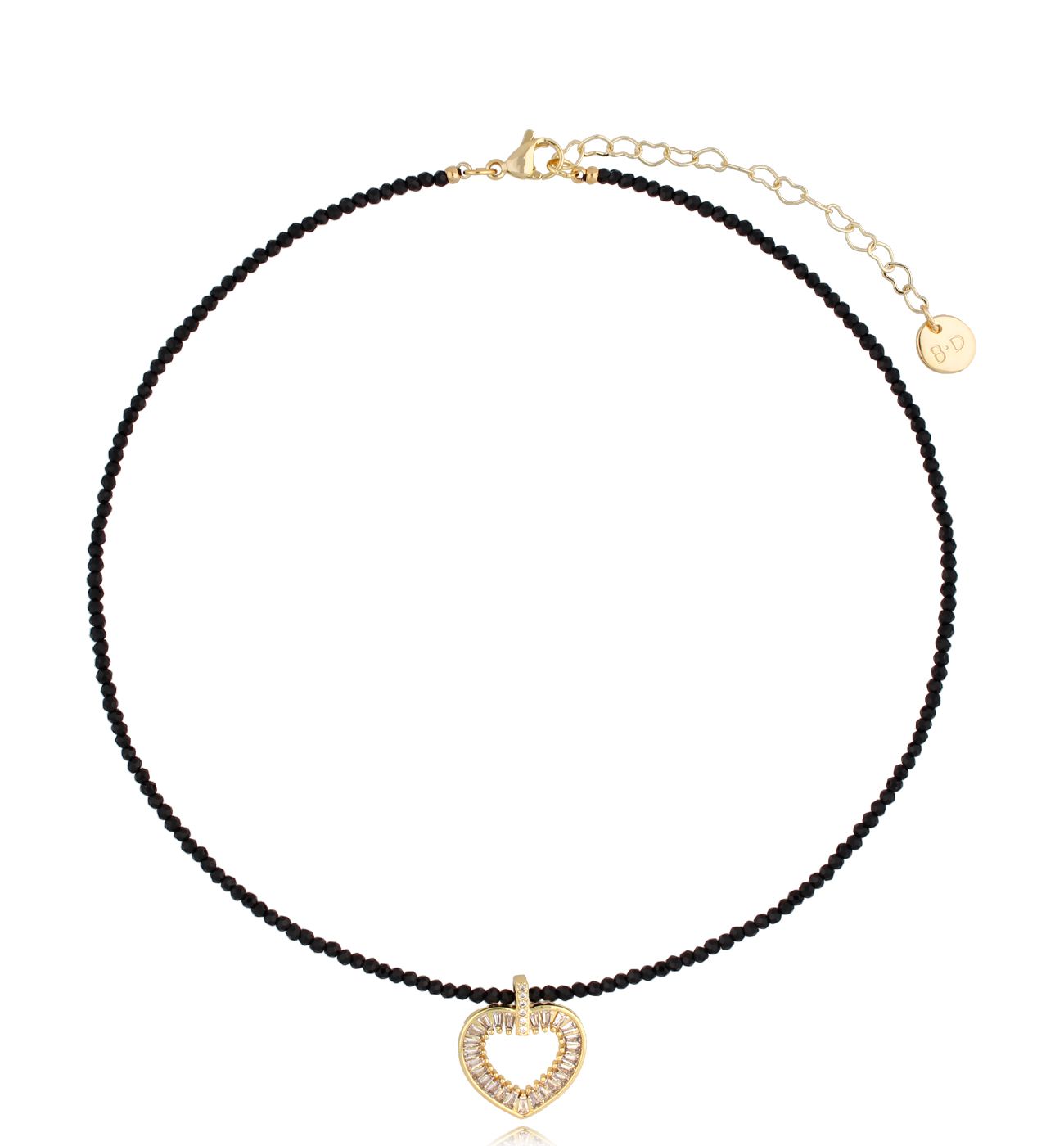 Naszyjnik czarny z sercem Wholesome Love - By Dziubeka
