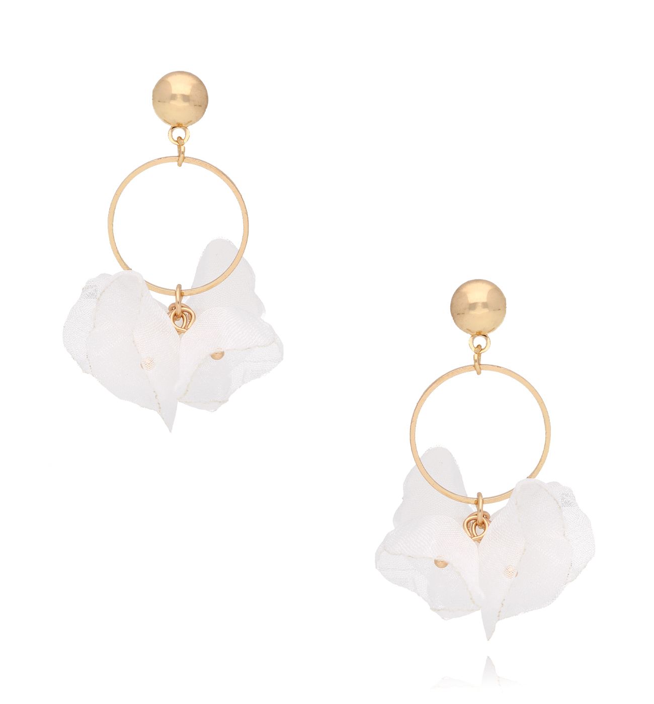 Kolczyki białe z szyfonu Feverfew - By Dziubeka