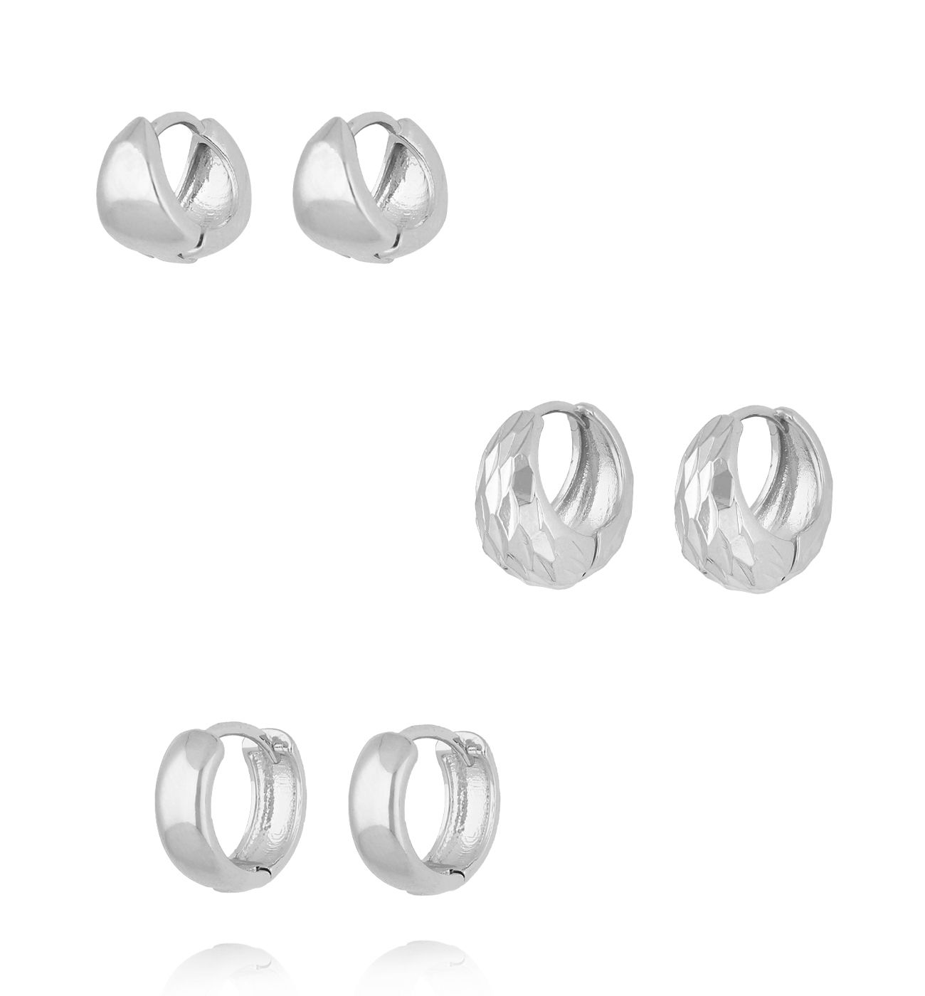 Zestaw kolczyków kółek w srebrnym wykończeniu KLU0167 - By Dziubeka