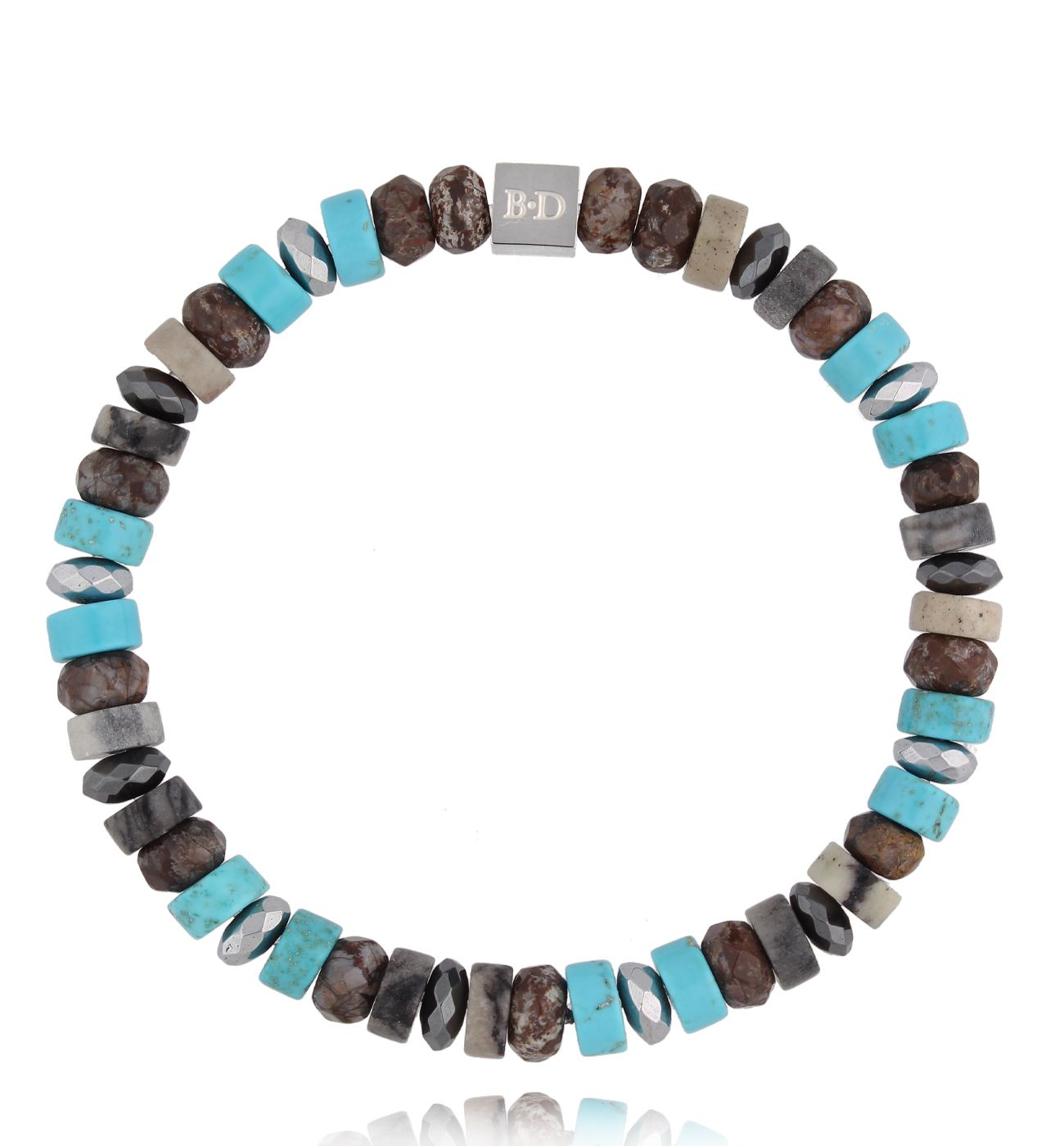 Bransoletka z jaspisami i turkusami elastyczna BMITC0835