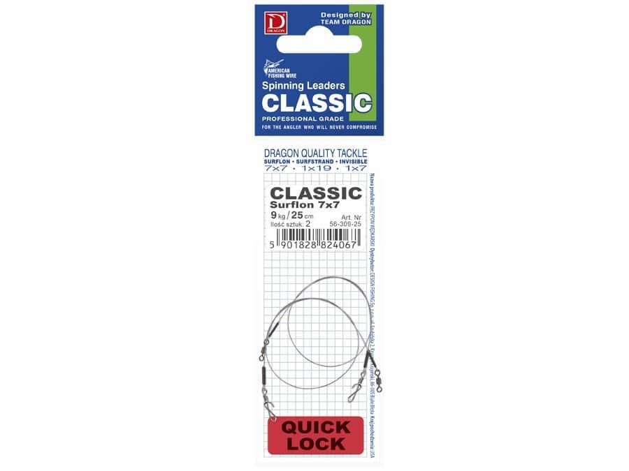 Dragon Przypony spinningowe QUICK LOCK surfstrand 7x7 6kg /40cm