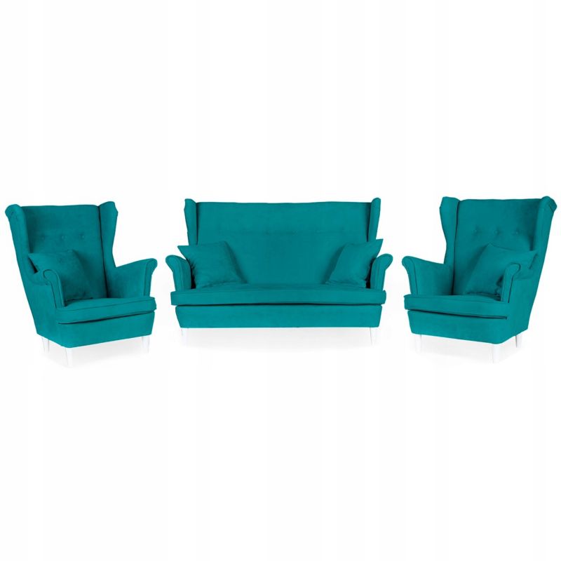 Zestaw wypoczynkowy uszak do salonu sofa fotele Family Meble ARI turkus 1szt