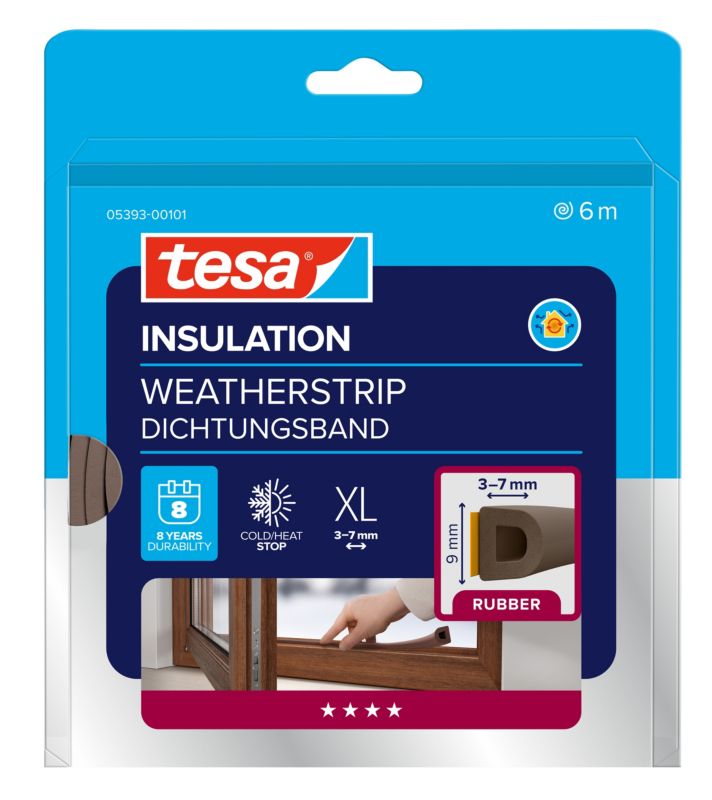 Uszczelka gumowa Tesa profil D 7/9mm 6m brązowa