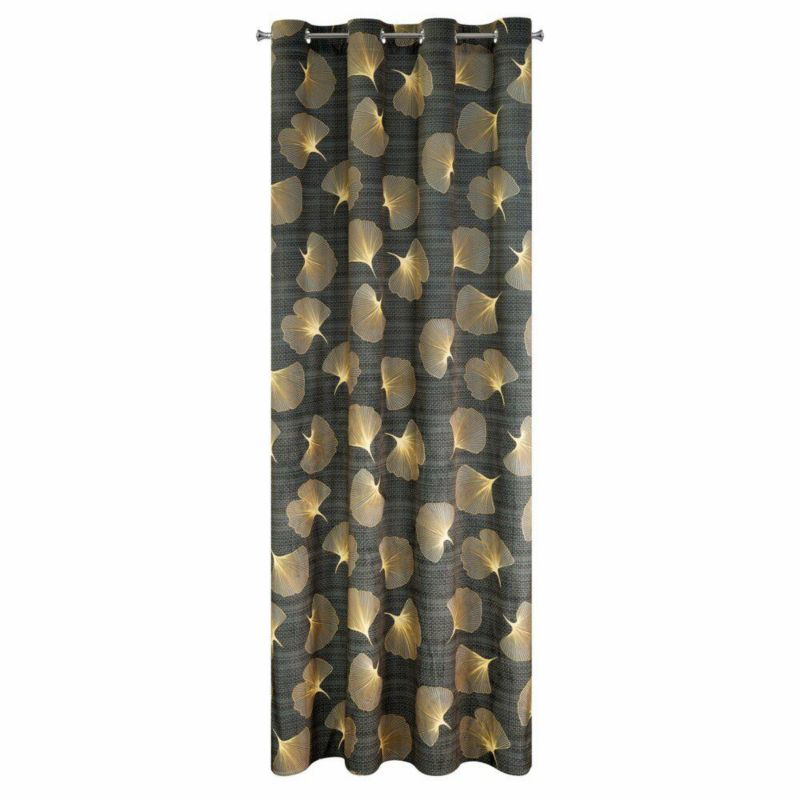 Zasłona OFELIA Eurofirany 140x250 cm liście miłorzębu zielona przelotki 1 szt.