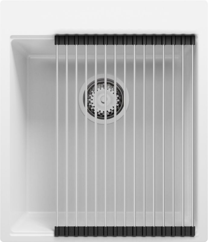 Zlewozmywak Oslo PRIMAGRAN Nablatowy 43x50cm do szafki od 45cm z Syfonem i Dodatkiem Biały 1 szt.