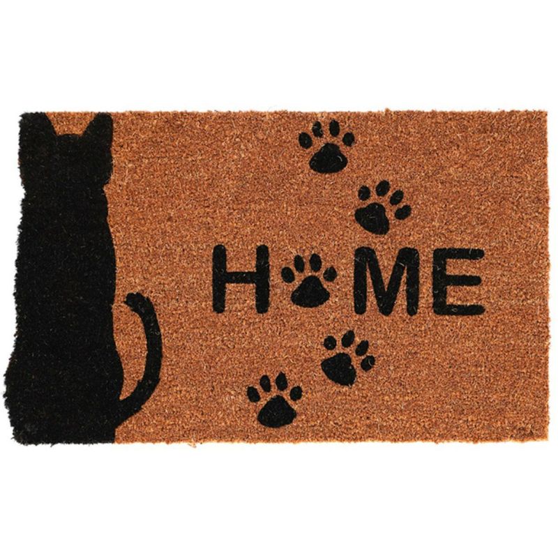 Wycieraczka kokosowa Kot HOME Esschert Design brązowa z włókna kokosowego 75x45 cm 1 szt.