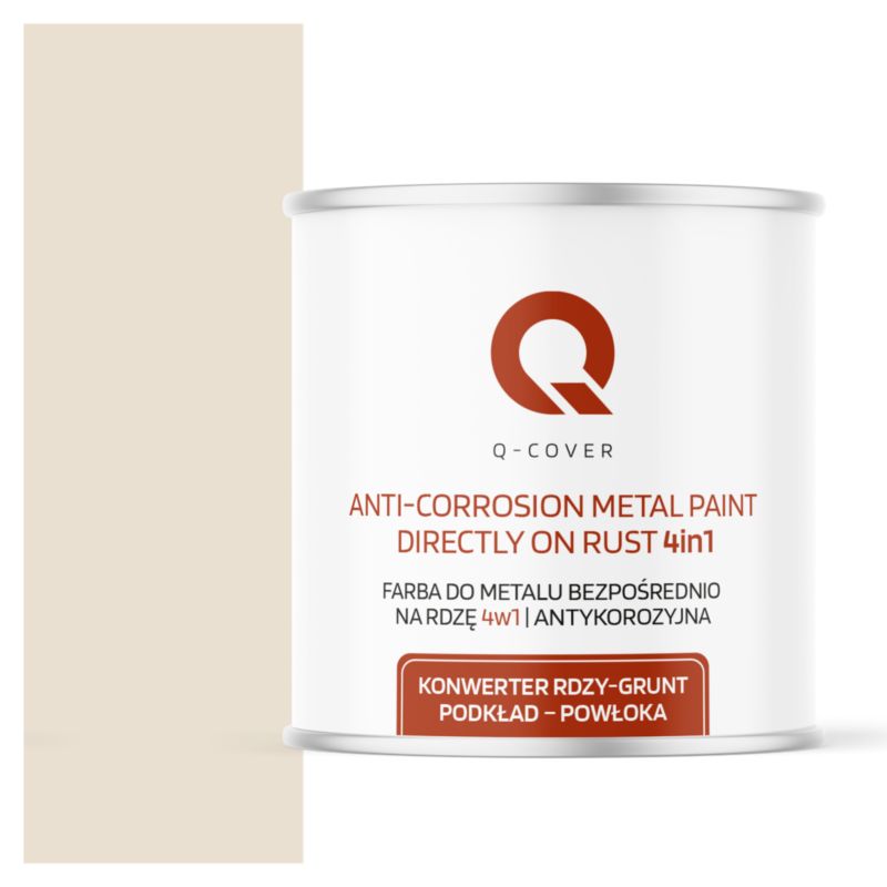 Farba do Metalu Prosto na Rdzę 4w1 Q-Cover Kremowy RAL9001 Wysoki Połysk 2.5L